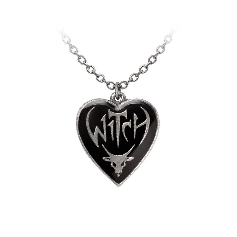 Alchemy Gothic Witch Heart Reversible Pendant Necklace