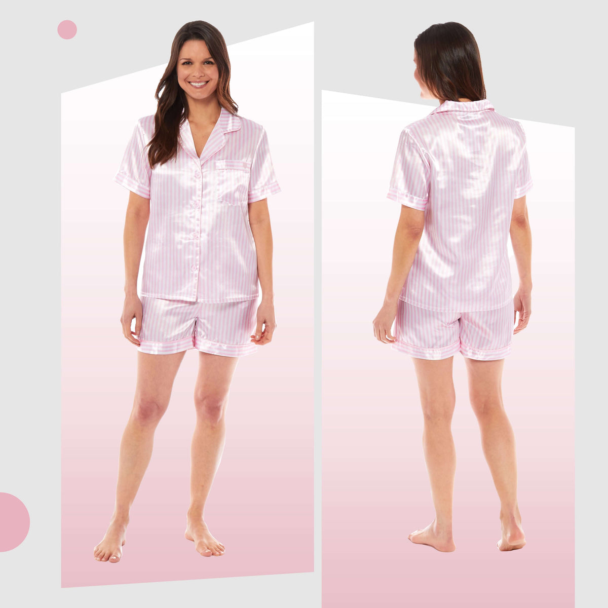 Daisy Dreamer Women's Satin Short Pyjama Set Black Pink Grey UK Sizes 8-22 Easy-Care Sleep Set